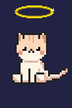Pixel art kitten with a halo